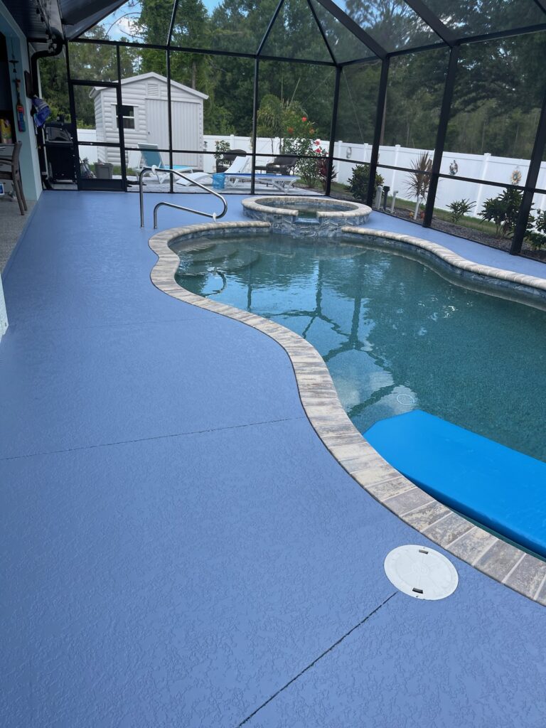 Painted pool deck lanai