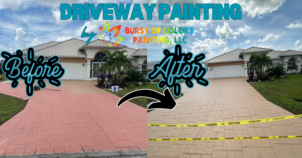 Before and after driveway painting