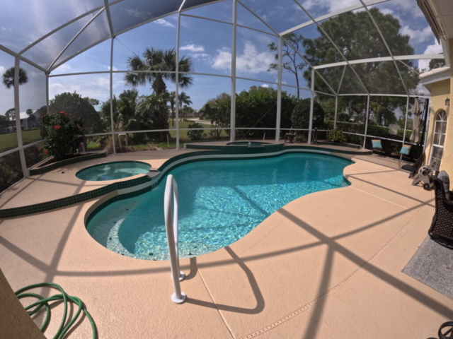 Pool deck painting project completed by Burst of Colors Painting in Southwest Florida